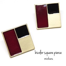 ❤️4pcs)bicolor  square pierce 1枚目の画像
