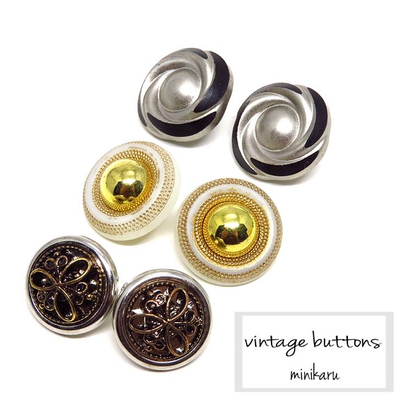 F(6pcs)petit vintage buttons set 1枚目の画像