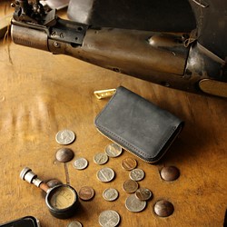 [永久免費保修] Over Kip Gin Suri Nubuck 皮革黑色零錢包零錢包 第1張的照片