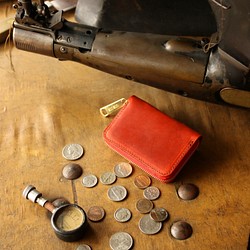 【永久無料保証】イタリア生まれのベリーレザー　レッド　コインケース　小銭入れ 1枚目の画像