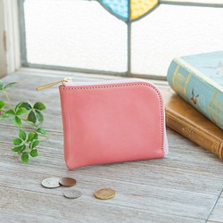 【永久免費保證】精美多彩♪Dainichi Kip Primo 皮革粉紅色小巧錢包-L 形拉鍊- 第1張的照片