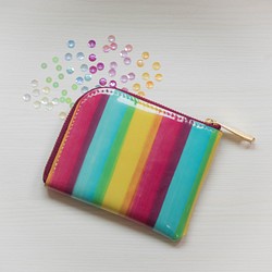 [永久免費保證]讓您感覺更好的色彩♪牛皮琺瑯皮革Koro Reie彩虹緊湊型錢包-L形拉鍊- 第1張的照片