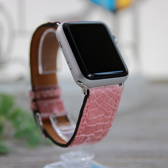 僅限一種產品！ [Apple Watch錶帶] Hen Loan Shiny Croco Pink 38毫米Apple Watc 第1張的照片