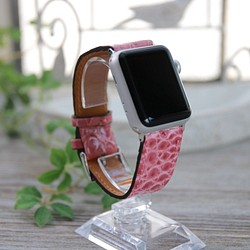 僅限一種產品！ [Apple Watch錶帶] Hen Loan Shiny Croco Rose 38毫米蘋果手錶皮革皮帶 第1張的照片
