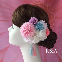 桜・紫陽花・マムの髪飾り  ヘッドドレス 1枚目の画像