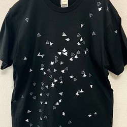 紙飛行機Tシャツ（黒）Lサイズ 1枚目の画像