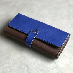 イタリアンレザーの長財布～パルマ(ブルー)～ 1枚目の画像
