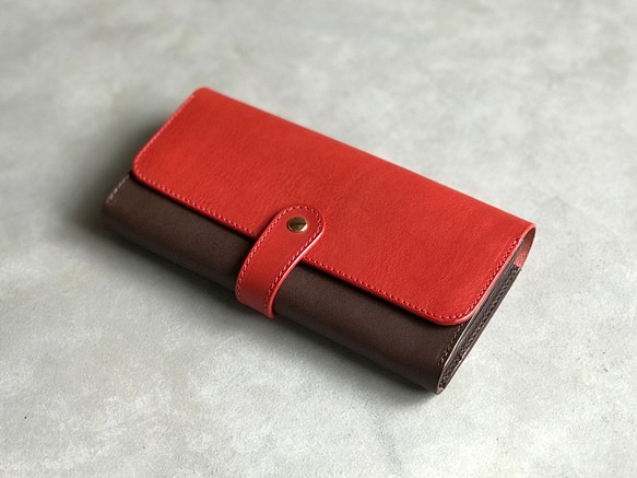 イタリアンレザーの長財布～パルマ(レッド)～ 1枚目の画像