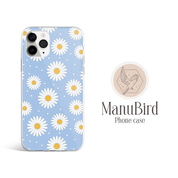 ほぼ全機種対応 デイジー 花 花柄 水色 かわいい おしゃれ スマホケース A163 スマホケース カバー Manubird 通販 Creema クリーマ ハンドメイド 手作り クラフト作品の販売サイト