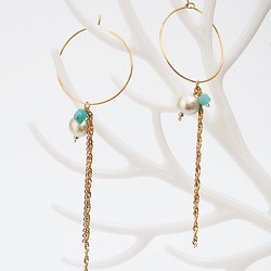 棉花珍珠和亞馬遜石耳環-希望之石P0114 第1張的照片