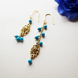 プチオリエンタル ターコイズピアス Petit Oriental Turquoise earrings P0024 1枚目の画像