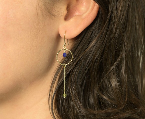 ラピスラズリ ピアス Lapis Lazuli earrings P0013 1枚目の画像