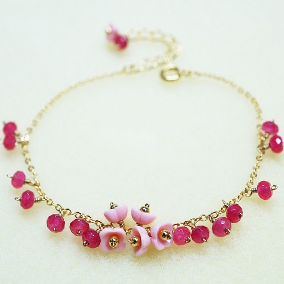 ピンクジェード ブレスレット Pink Jadeite bracelet B0006 1枚目の画像