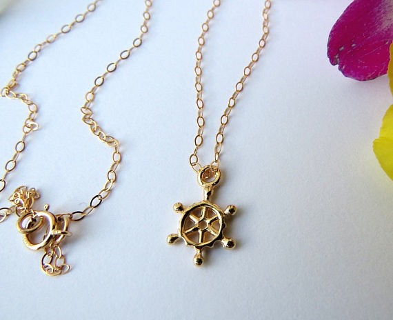 gold ship wheel necklace 船ホイールネックレス ネックレス