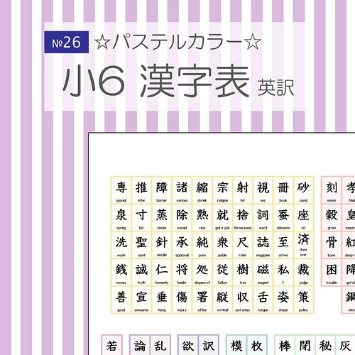 26 小学校6年生漢字表 英訳 雑貨 その他 Meteor 通販 Creema クリーマ ハンドメイド 手作り クラフト作品の販売サイト