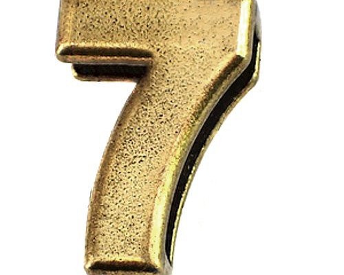 ピンバッジ 数字「７」番」アンティーク真鍮色 ピンズ 大文字 ブロック 