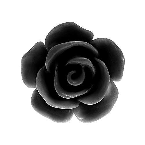 ピンバッジ 黒色 ブラック バラの花 ばら ローズ 薔薇 ピンズ ピンバッチ ノワール 留め金デラックス薄型キャッチ付 1枚目の画像