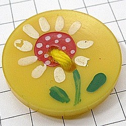 ピンバッジ　古いアンティークのボタン ひまわり ヒマワリ の花　手芸　ピンズ　フランス　ビンテージ　キャッチ付ピンバッチ 1枚目の画像