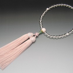片手念珠（数珠）７㎜ 金蓮花 水晶ピンクカルサイト 1枚目の画像