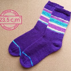 手編み靴下　お手入れ簡単　冷え性対策　Opal　23.5cm　特別サービス値段 1枚目の画像