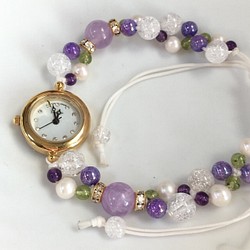 成人和女孩的能量石手鍊手錶 ☆ 紫水晶 ⭐︎ 定做 第1張的照片