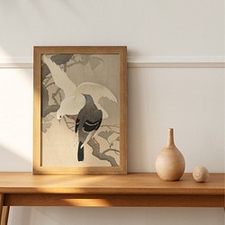 【NO.183】鳩の日本画アートポスター☆浮世絵画和室インテリア玄関居間和モダン鳥ヴィンテージ★A5A3A2A1B5B2 1枚目の画像
