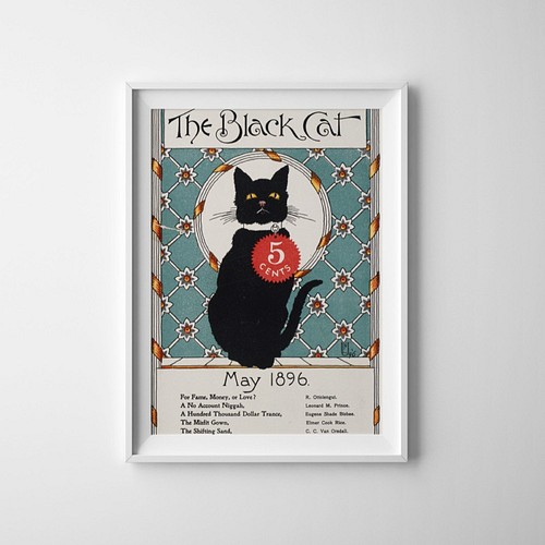 NO.239】黒猫のヴィンテージイラストアートポスター☆アニマルキャット 
