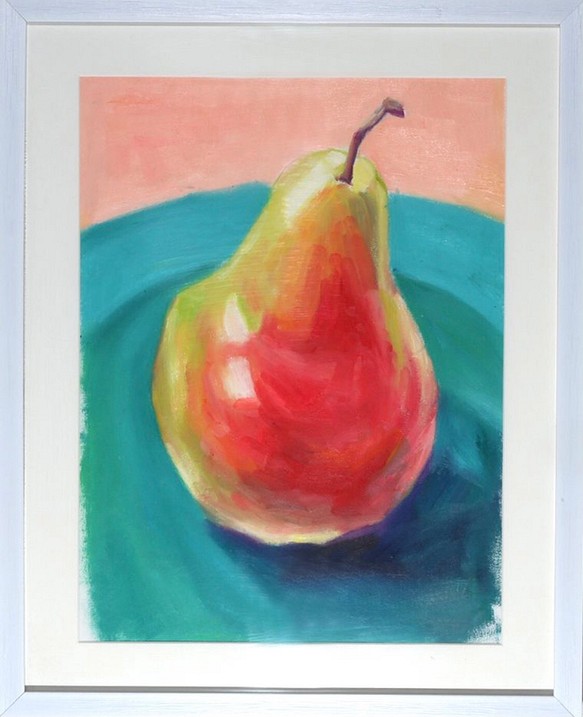 油絵 静物画『Pear』肉筆１点物 *アクリル板付 B12-E902 www