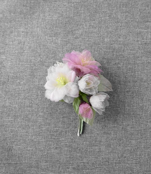 微粉色櫻花S花蕾和*2種絲綢*胸花 第1張的照片