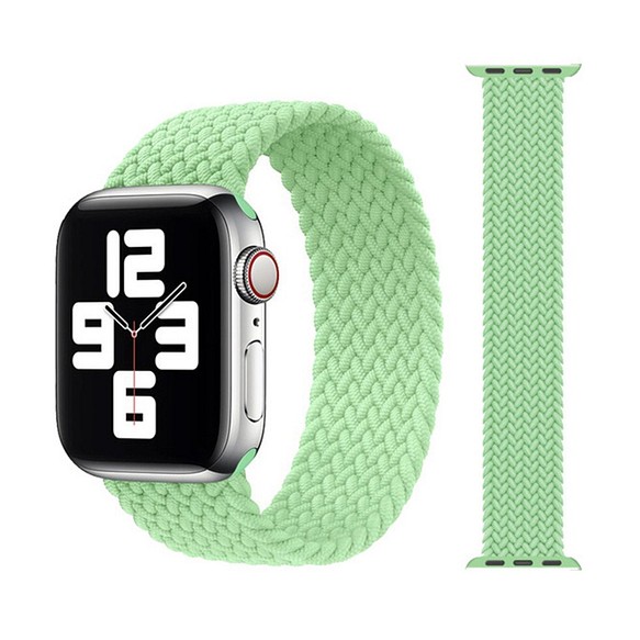 Apple Watch 第7世代互換 アップルウォッチ バンド ピスタチオグリーン 弾性カモフラージュ 編み込みベルト 1枚目の画像