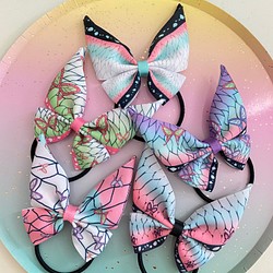 【蝶々柄】ヘアゴム　リボン　女の子　蝶々　和柄模様　5個セット 1枚目の画像