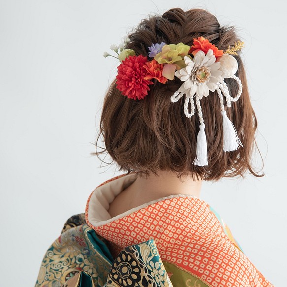 ドライフラワー テイスト 成人式 髪飾り 花 クレイン ヘッドドレス 
