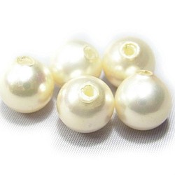 10mm白色10mm球形單孔優質家用貝殼珍珠 第1張的照片