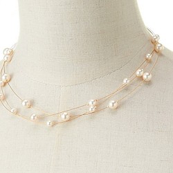 日本貝殼珍珠台珍珠三重線項鍊 第1張的照片