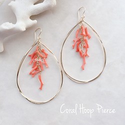 coral hoop earring 1枚目の画像