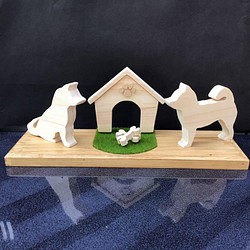 柴犬 ミニシバ 犬小屋、 台付き 木工ハンドメイド おもちゃ・ペット