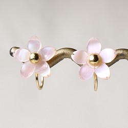 櫻花粉紅貝殼耳環☆14KGF 第1張的照片