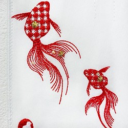 刺しゅうで作った　うれしっしゅの絵はがき　夏　金魚・氷・花火　各1枚の3枚セット 1枚目の画像