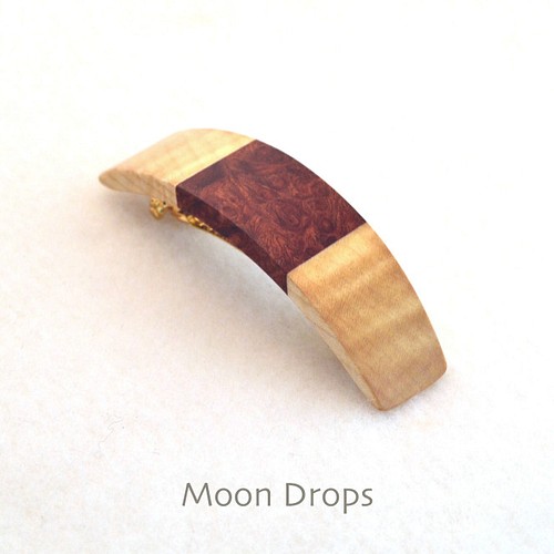 バレッタ メイプルとカリン瘤杢 （金具R） 0221 バレッタ Moon Drops