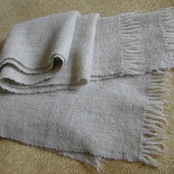 手紡ぎ手織りストール 羊毛（ウール）１００% お花畑 ストール 糸糸