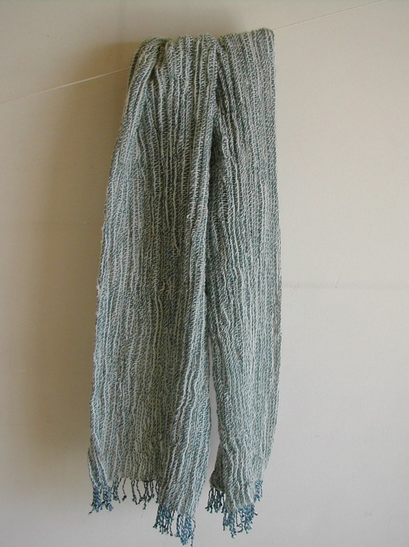手紡ぎ手織り 綿×羊毛(コットン×ウール)ストール