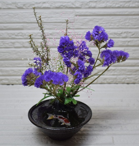 置物 スターチス 紫 水辺の風景 錦鯉 インテリア雑貨 和雑貨 植物雑貨 その他インテリア雑貨 工房かほくや 通販 Creema クリーマ ハンドメイド 手作り クラフト作品の販売サイト