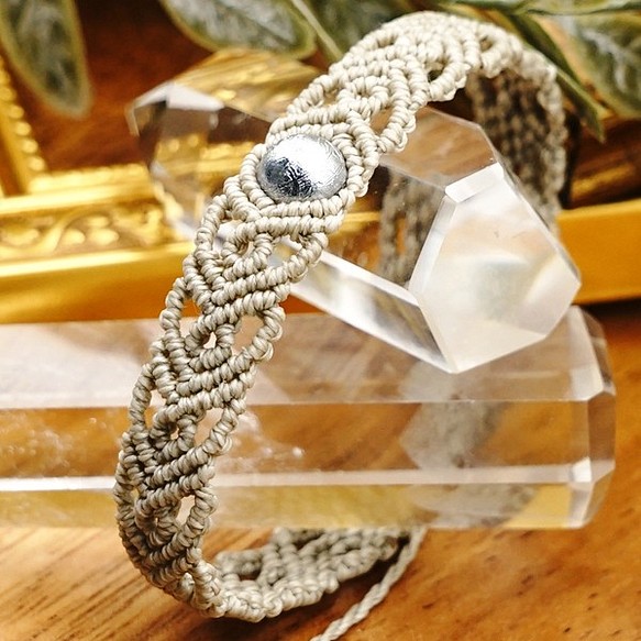 ブレスレット 天然石 ギベオン 隕石 マクラメ編み bracelet-s-078