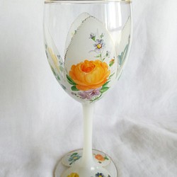 ヨーロピアンブーケのワイングラス・4面多色 1枚目の画像