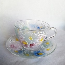 母の日！お花ふわりカップ＆ソーサーピンク系（あたたかいのもOK） 1枚目の画像