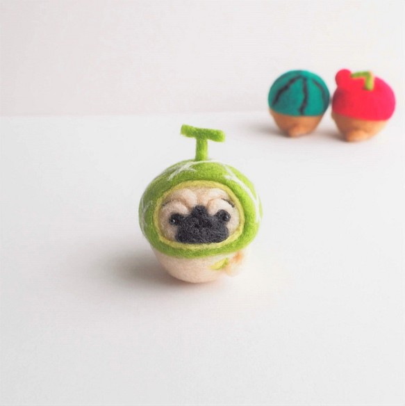 [訂製] Narikiri Melon Eyebrow Pug (Forn / Black) 羊毛氈 第1張的照片