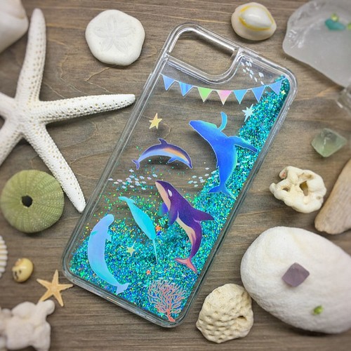 海の生き物 グリッターケース Iphone Galaxy イルカ クジラ シャチ スマホケース カバー Cula 通販 Creema クリーマ ハンドメイド 手作り クラフト作品の販売サイト