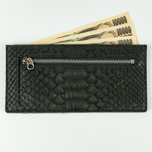 薄型財布 パイソン ブラック-
