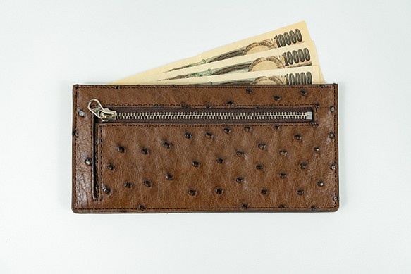 薄型財布　オーストリッチ　ブラウン