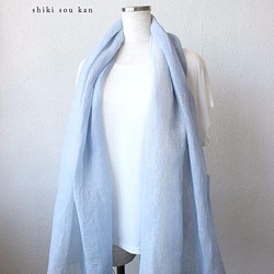 Ⅱ.5色的Saxe blue☆手染絲巾　T16149 第1張的照片